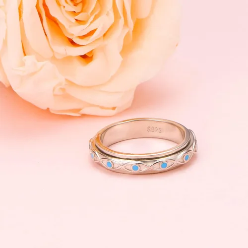 Miniatura 4 de Fidget Spinner Ring 925 Sterling Silver Anxiety Relief Ring Anti Anxiety Boredom ADHD Stress Relieving Ring for Women Men