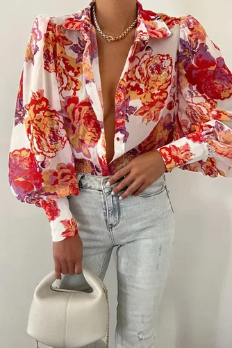 Miniatura 2 de EVALESS Blusas con botones para mujer, blusas de manga larga con estampado de moda 2023