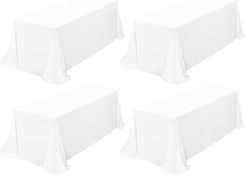 Miniatura 99 de Showgeous Paquete de 4 manteles rectangulares de poliéster de 60 x 102 pulgadas, resistentes a las arrugas, lavables, para bodas, mesas de comedor