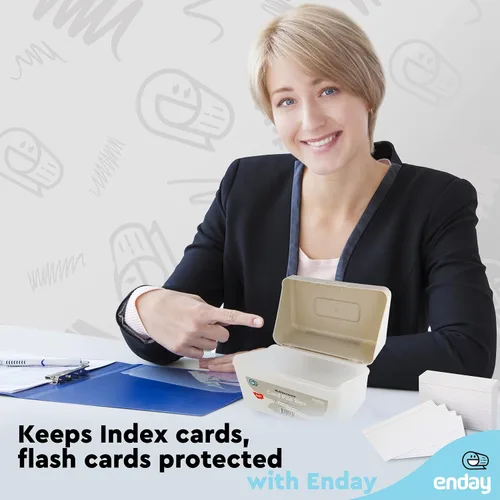 Miniatura 6 de Enday Portatarjetas de índice gris, organizador de tarjetas flash de 3x5, caja con tapa abatible, apto para apilamiento, para notas y recetas