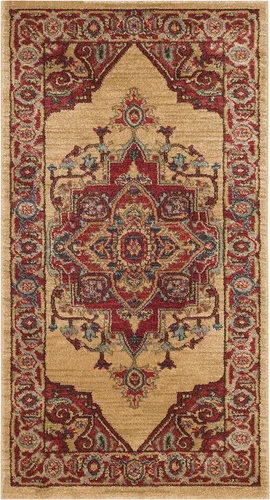 SAFAVIEH Mahal Collection - Alfombra decorativa, 2.2 x 4 pies, color rojo y natural, diseño oriental tradicional, no desprende pelusa y de fácil