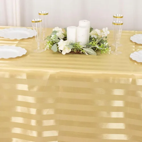 Miniatura 6 de Efavormart - Mantel redondo de satén a rayas blancas y negras de 120 pulgadas sin costuras para decoración de bodas, fiestas, eventos