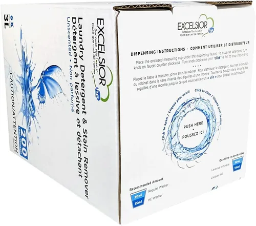 Miniatura 6 de Excelsior - Detergente líquido para ropa sin perfume concentrado, 200 cargas de 3 litros, removedor de manchas enzimáticas, compatible con carga