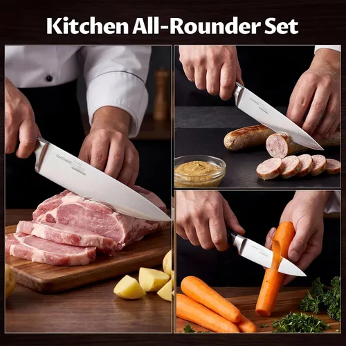 Miniatura 7 de OAKSWARE Juego de cuchillos de cocina de 3 piezas, cuchillos de cocina ultra afilados, cuchillo de pelar y cuchillo utilitario para cocina, acero