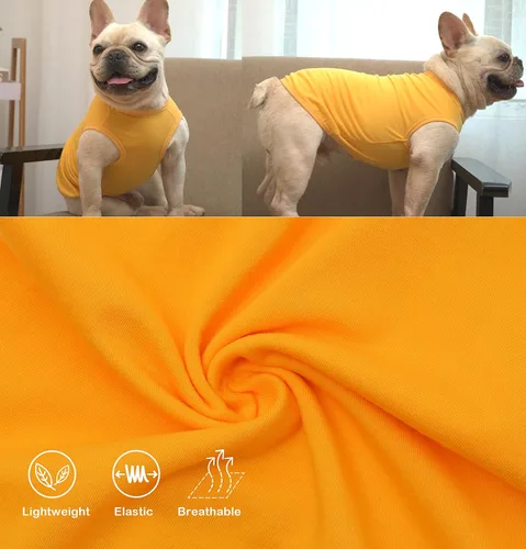 Miniatura 4 de Camisas de algodón en blanco para perros, ropa sencilla para perros medianos, amarillo y púrpura M Amarillo y Purply
