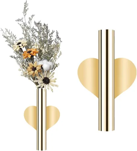 2 jarrones de pared de metal, tubo de flores de pared, tubo de flores montado en la pared para exhibición de flores, moderno soporte para flores