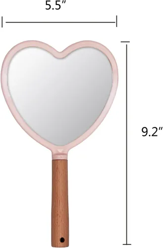 Miniatura 4 de Eaoundm Espejo de mano para maquillaje, pequeño espejo de mano de madera portátil, espejo de tocador de viaje para hombres y mujeres, 5.5 pulgadas
