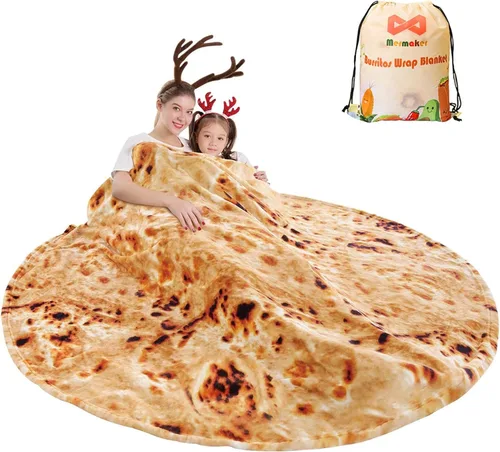 Miniatura 18 de mermaker Cobija de doble cara con estampado de tortilla para burritos Beige