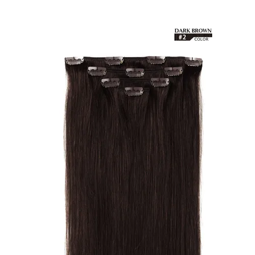 Miniatura 2 de Extensiones de cabello humano Remy de 18 pulgadas con clip para mujer, extensiones de cabello humano liso y sedoso, 2.12 onzas, 4 piezas