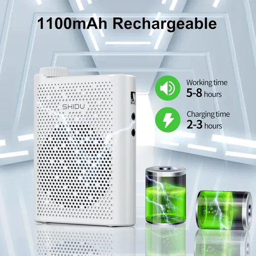 Miniatura 3 de SHIDU Amplificador de voz, amplificador de voz de potencia Bluetooth para profesores, altavoces personales recargables, micrófono, auriculares