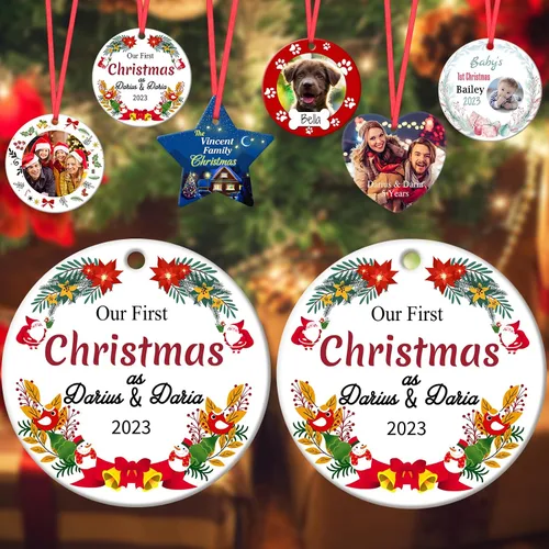 Miniatura 9 de Adornos de Navidad personalizados para la familia 2023, personaliza tus propios adornos de apellido para Navidad, decoración de árbol colgante