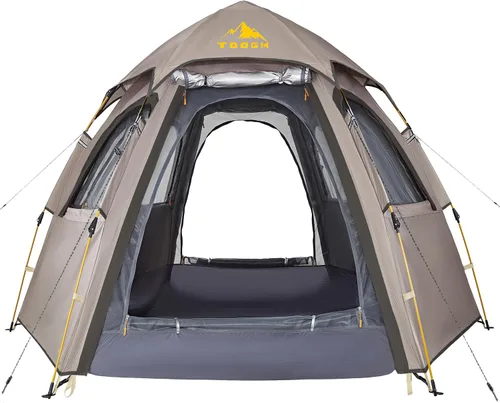 Miniatura 10 de Tienda de campaña Toogh con configuración instantánea, tienda impermeable para 2/3 personas, fácil y rápida de montar en 60 segundos con toldo