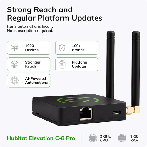 Miniatura 2 de Hubitat Elevation Hub de Automatización del Hogar (Modelo C-8 Pro) Compatible con Alexa, Apple HomeKit, Google Home, Zigbee, Z-Wave, Matter, Aqara