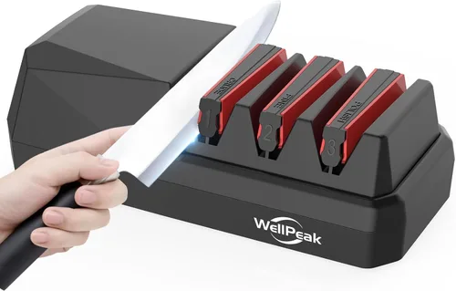 Miniatura 12 de Afilador Eléctrico Profesional de 4 Etapas para Cuchillos y Tijeras para Hogar y Uso Comercial, Abrasivo de Diamante para Cuchillos de Chef de Filo