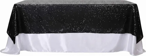 Miniatura 34 de Poise3EHome Mantel de lentejuelas negro de 50x50 pulgadas, cuadrado, brillante, para decoración de cumpleaños, Halloween, fiesta, día festivo, baby