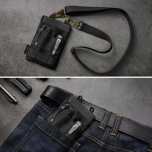 Miniatura 6 de VIPERADE VE3 Organizador de herramientas, cinturón de herramientas de nylon con bucle y 4 bolsillos, bolsa EDC para linterna/cuchillo de bolsillo