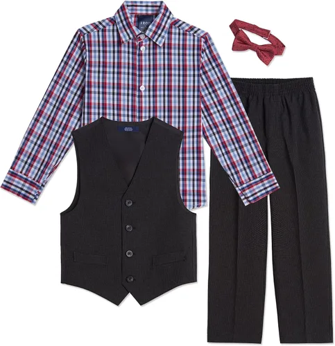 Miniatura 2 de IZOD - Conjunto de 4 piezas para niño, camisa de vestir con cuello, corbata, chaleco y pantalones