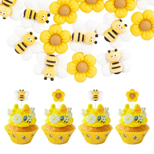 Miniatura 9 de Gyufise 24 adornos para cupcakes de abejorros de abejorro, pequeñas figuritas de abeja, selecciones de cupcakes Oh Babee, decoraciones para pasteles