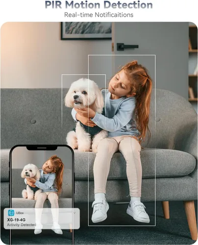 Miniatura 5 de Xega Cámara de seguridad celular 4G LTE inalámbrica para interiores, cámara 2K sin WiFi para bebé/mascota/ancianos con aplicación de teléfono, 355 °
