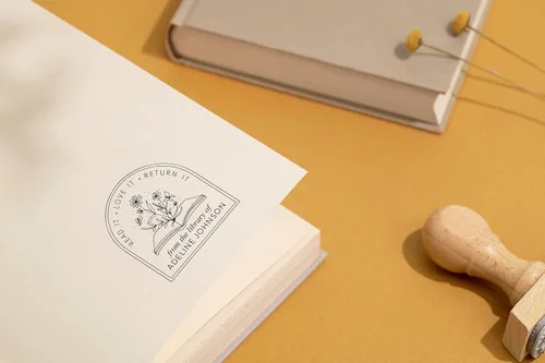Miniatura 5 de Stamp By Me - Sello de Repujado de Libro Personalizado Sello de Libro Floral Personalizado Sello de Biblioteca Personalizado Sello de Repujado