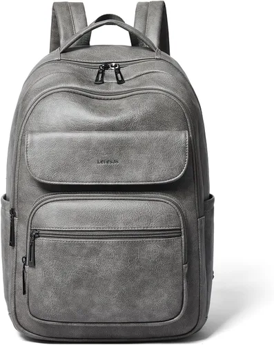 Miniatura 8 de Leresas Mochila de 37L para mujeres y hombres, bolsa de profesor, mochila de viaje de trabajo, mochila de cuero vegano para computadora portátil