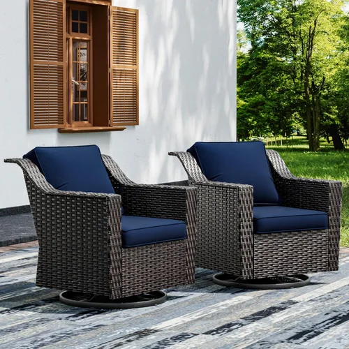 Miniatura 14 de Joyside Sofá de patio – Sofá de ratán de 3 plazas, sofá de respaldo alto para todo tipo de clima, tamaño grande mejorado con cojines de asiento de 4