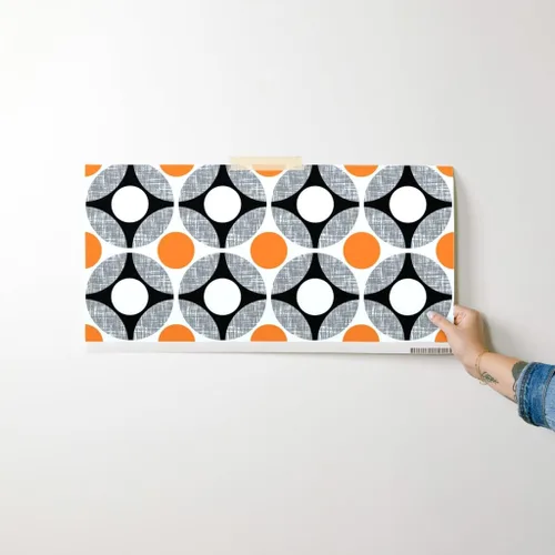 Miniatura 7 de Muestras de papel tapiz para despegar y pegar, huevos Mod Huevos Naranja Blanco Puntos Círculo Cocina de mediados de siglo Moderno Papel pintado