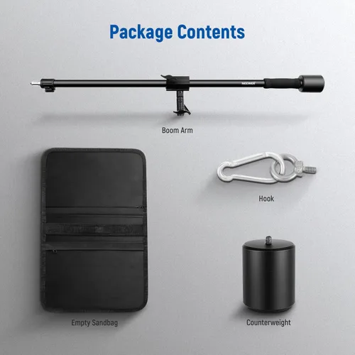 Miniatura 8 de NEEWER Brazo de trípode, de 35" a 61" (90 a 156cm) con contrapeso de 1.5kg y bolsa de arena, rosca de 1/4" compatible con caja de luz, luz