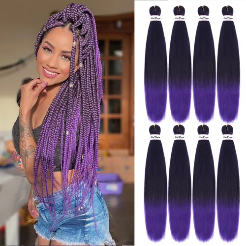 Miniatura 10 de Liang Dian Cabello Trenzado Preestirado Ombre de 12 Pulgadas, 8 Paquetes de Trenzas de Ganchillo Sintéticas, Ajuste con Agua Caliente, Extensiones