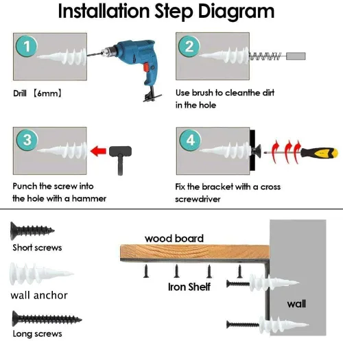 Miniatura 4 de Soportes para estantes de pared de 12 pulgadas, 4 soportes resistentes para estantes, soportes industriales rústicos de metal negro para estantes