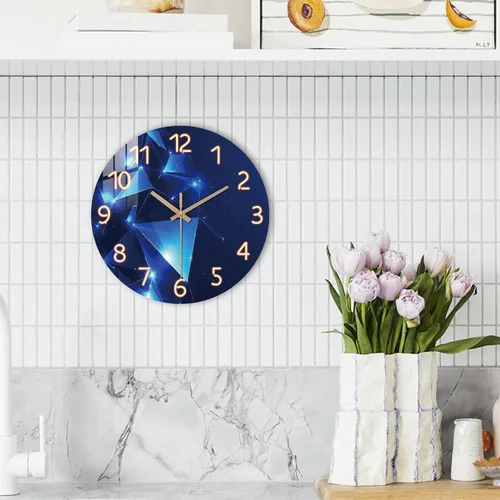 Miniatura 4 de Reloj de pared azul para dormitorio, reloj analógico moderno de 10 pulgadas, funciona con pilas, reloj de pared silencioso que no hace tictac