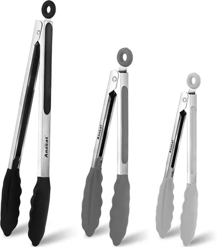 Miniatura 11 de Anaeat Pinzas de barbacoa resistentes de alta calidad para parrilla de cocina y barbacoa, pinzas de bloqueo de acero inoxidable antideslizantes de 3