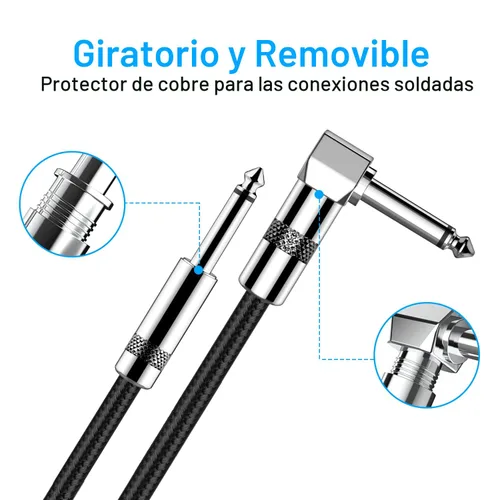 Miniatura 5 de New bee - Cable de guitarra de 10 pies, para instrumentos eléctrico, cable AMP para bajo, para guitarra eléctrica, bajo eléctrico, mandolina