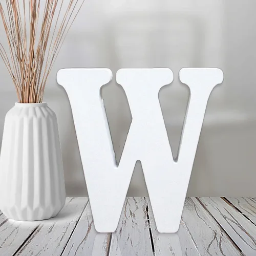 Miniatura 23 de AOCEAN Letras de madera blanca de 4 pulgadas sin terminar para decoración de pared, letras decorativas de pie en rodajas, decoración de tablero