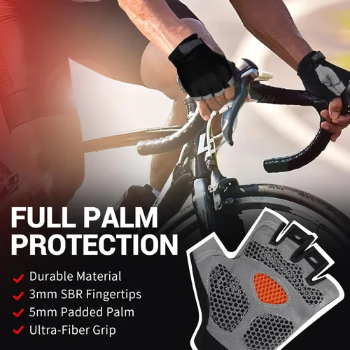 Miniatura 4 de WULI Guantes de ciclismo de medio dedo para hombres y mujeres, guantes de fitness para ciclismo, transpirabilidad, equipo de yoga antideslizante