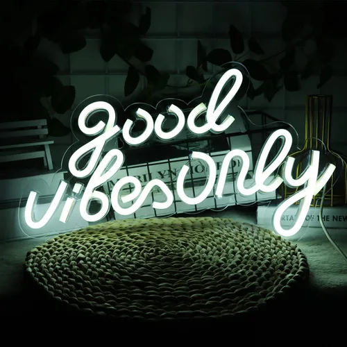 Good Vibes Only - Letreros de neón para decoración de pared, luces de neón, letreros LED adecuados para sala de estar, bar de cerveza, sala de Blanco