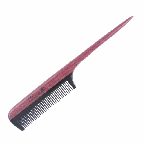 Miniatura 4 de Breezelike Peines para el cabello – Peine de cola de madera de dientes finos – Peine de madera de corazón morado sin estática con dientes de cuerno