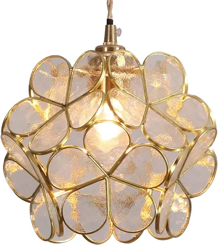 Miniatura 16 de Bieye L10749 - Lámpara colgante de techo de vidrio manchado estilo Tiffany con pantalla de 8 pulgadas de ancho (naranja, 8" flor de cerezo)