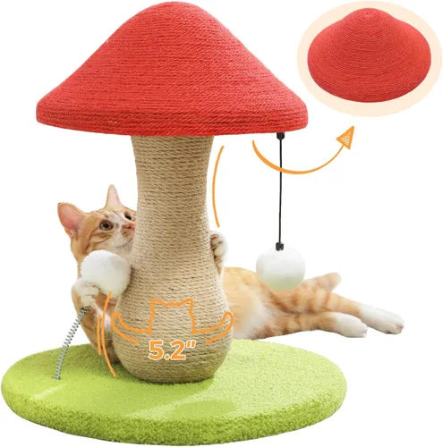 Miniatura 7 de PETEPELA Poste rascador de 19 pulgadas, torre de árbol para gatos, rascador de sisal 100% natural con cama grande de felpa superior, plataforma