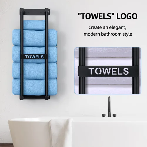 Miniatura 6 de STWWO Toallero para Baño Montado en Pared, Toallero de Pared de 22 Pulgadas para Toallas Enrolladas, Almacenamiento de Toallas para Baño Pequeño