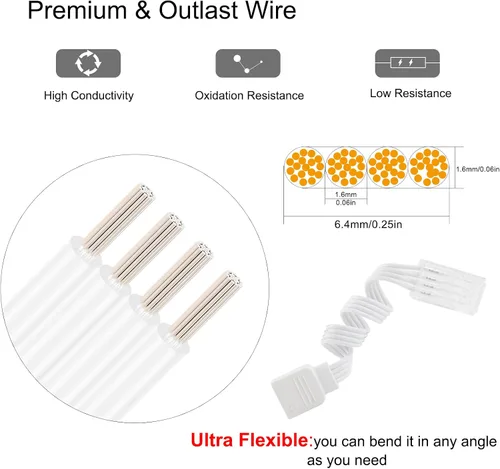 Miniatura 4 de RGBZONE 10 unids 4 Pin 0.394 in Conectores LED sin soldadura 4 Pin conductor tira a adaptador de corriente para puente de 0.394 in SMD RGB 5050 LED