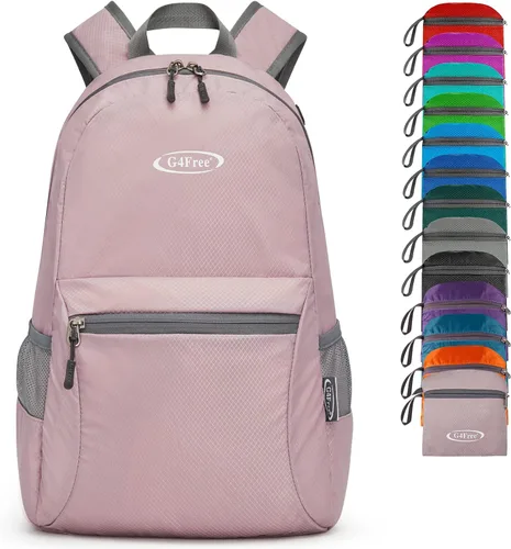 G4Free Mochila Ligera Plegable de 20L para Viajes y Senderismo, Mochila Diurna Plegable para Hombres y Mujeres Rosa