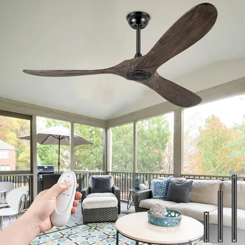 Miniatura 16 de Ventilador de techo de 60 pulgadas sin luz, ventilador de techo sin luz con control remoto y motor de CC silencioso, ventiladores de exterior