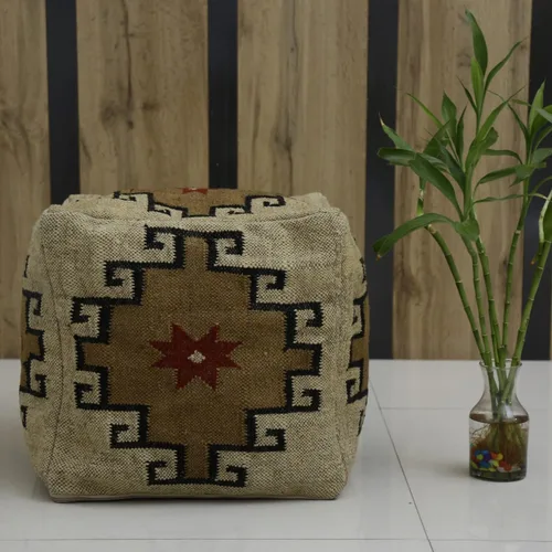 Miniatura 11 de Trade Star Funda tejida a mano para puf kilim, funda decorativa para puf de asiento hecho a mano, funda de puf otomano de lana de yute auténtico