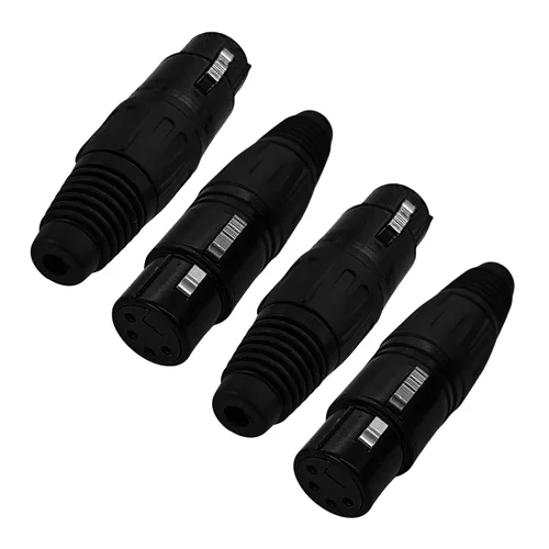 4 conectores XLR hembra de 4 pines, conector de micrófono de audio XLR-M de 4 pines, conector de micrófono de audio de repuesto tipo soldadura,