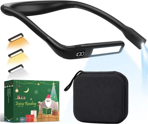 Miniatura 12 de Luz de cuello para leer libros para amantes de la lectura, recargable 2000mAh 10-80Hrs luz de libro amplia amigable para los ojos, regalos de Negro