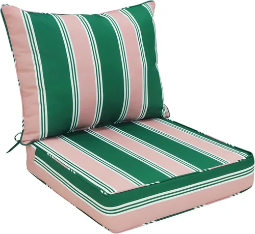 Miniatura 34 de EAGLE PEAK Juego de cojín para asiento profundo de patio al aire libre, 25 x 25 x 5 pulgadas, cojín de respaldo para silla de 2 piezas, juego de 2