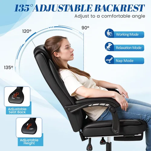 Miniatura 6 de Furmax Silla de oficina con reposapiés, diseño ergonómico de respaldo alto, silla ejecutiva de escritorio para computadora, 400 libras, sillas