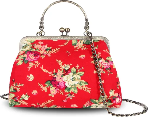 Miniatura 4 de Abuyall Bolso floral con asa superior, bolso de noche Kiss Lock para mujer, bolso vintage