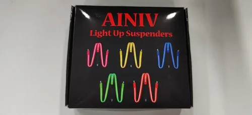 Miniatura 10 de Ainiv Corbatas iluminadas, corbatines y tirantes LED, suministros de fiesta que brillan en la oscuridad, ajustables para mujeres y hombres